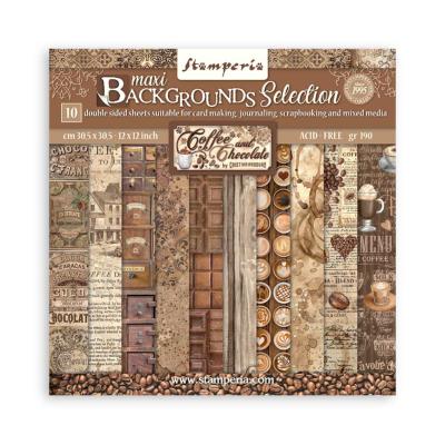 kit de Papeles  Stamperia 30 x30 coffee and chocolate background