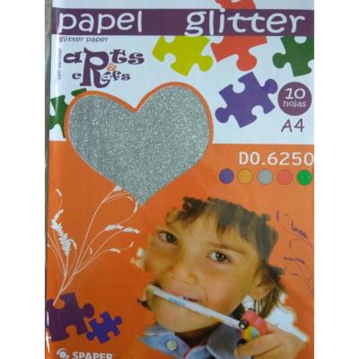 Stack Papel Glitter Plata  A-4 (10 hojas)