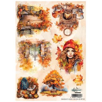 Papel arroz A4  Numero 1 Gold Autumn - Art Alchemy